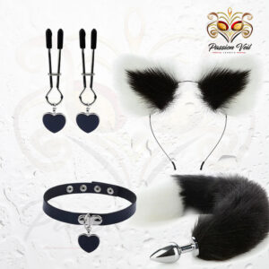 Anal Sex Toys Fox Tail Butt Plug Sexy Plush Cat Ear Headband With Bells Necklace Set Massage Sex toys For Women Couples Cospla