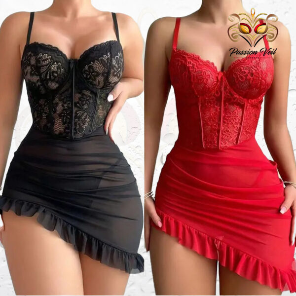 Transparent Underwire Bra Erotic Set Sexy Fairy Lingerie Women's See Through Lace Nightdress Pajamas Sets Delicate Sexy Nighty