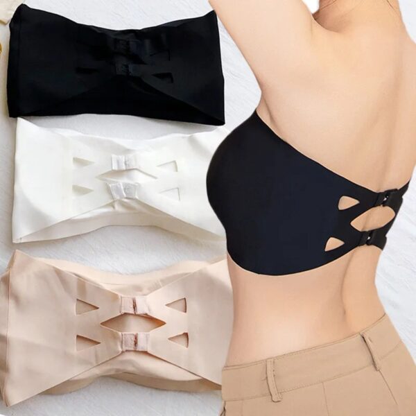 Ice Silk Strapless Bra Girls Seamless Crop Tube Top Bralette for Women Sexy Soft Bras Large Size Bustier Tops Summer Underwear - Image 3