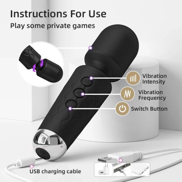 20 Speeds Powerful AV Vibrator for Women Nipple G spot Clitoris Stimulator Magic-Wand Dildo Female Masturbation Adult Sex Toys - Image 7