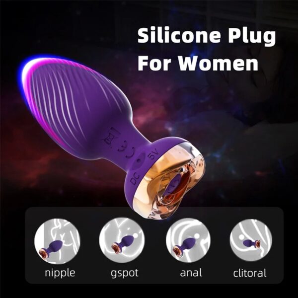 Anal Sex Toy Rose Vibrator for Women Remote Control Butt Plug with 10 Modes Vibrating Prostate Massager Silicone Stimulator - Image 4