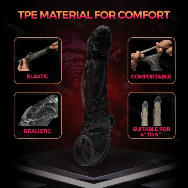 HESEKS Two Bullets Vibrator Ring Clear Cock Ring Extender Reusable Penis Sleeve Ultra-Soft Enlarger Vibrating Dildo Sex Toys Men - Image 4