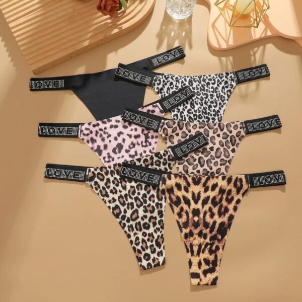3Pcs/Set Low Waist Sexy Panties Women Thongs Rhinestones Letter Diamonds G-string Sports Thong Shorts Briefs T-back Size XSXL - Image 4
