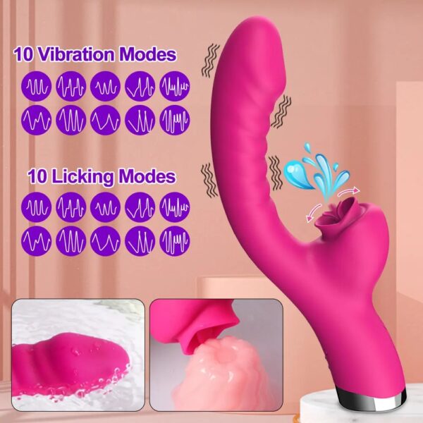 Tongue Licking Vibrator 2 In 1 Adult Women Sex Toys Dildos Vibrators Clitoris Stimulator With 20 Speeds Vibrators Sex Product - Image 11