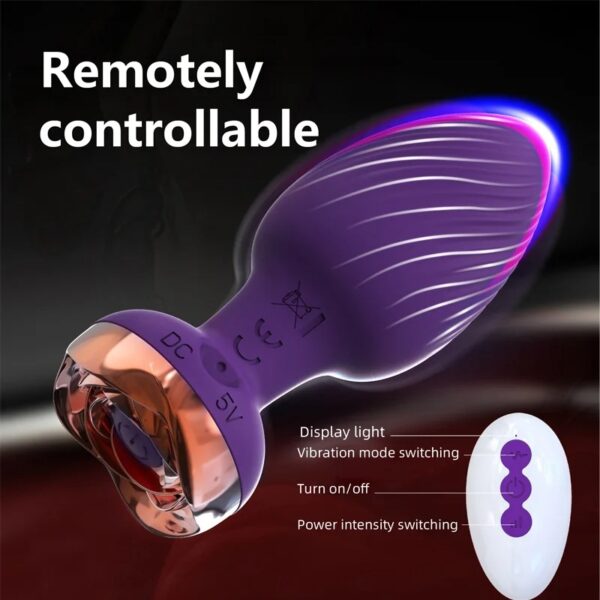 Anal Sex Toy Rose Vibrator for Women Remote Control Butt Plug with 10 Modes Vibrating Prostate Massager Silicone Stimulator - Image 5