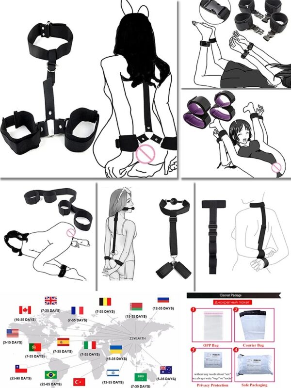Bondage Kit BDSM Restraints Fetish Erotic Sex Toys For Couples Women Bandage Slave Collars Obedience Handcuffs Master Adult Game - Image 2