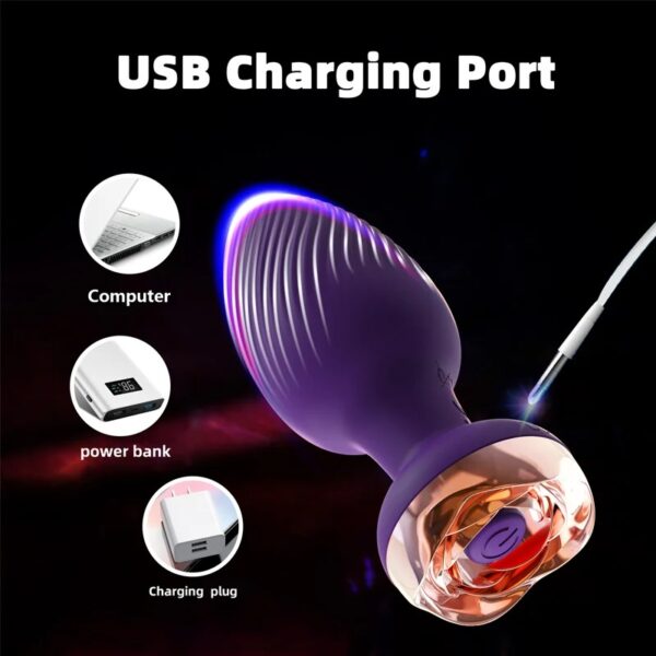 Anal Sex Toy Rose Vibrator for Women Remote Control Butt Plug with 10 Modes Vibrating Prostate Massager Silicone Stimulator - Image 6